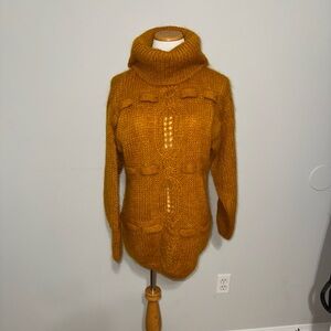 CHELSEA YOUNG Sweater M Oversized Longline Lightweight Mohair & Wool Cable Knit